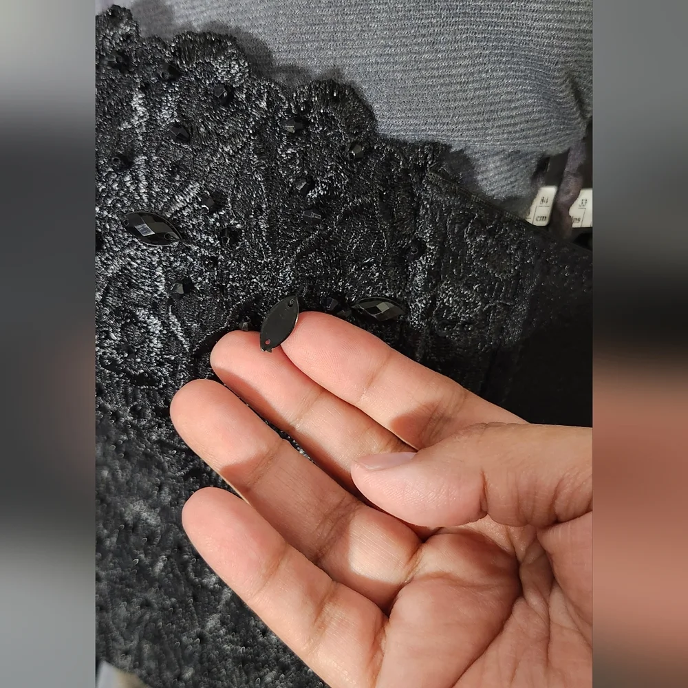 Windsor elegant sexy romantic black beaded lace bustier women size Large